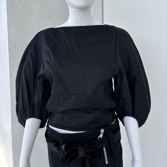 Celine Tops - Runway 2016 Céline by Phoebe Philo Balloon Sleeve Black Blouse With Zipper